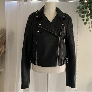 ZARA | Leather Jacket Zipper Pockets